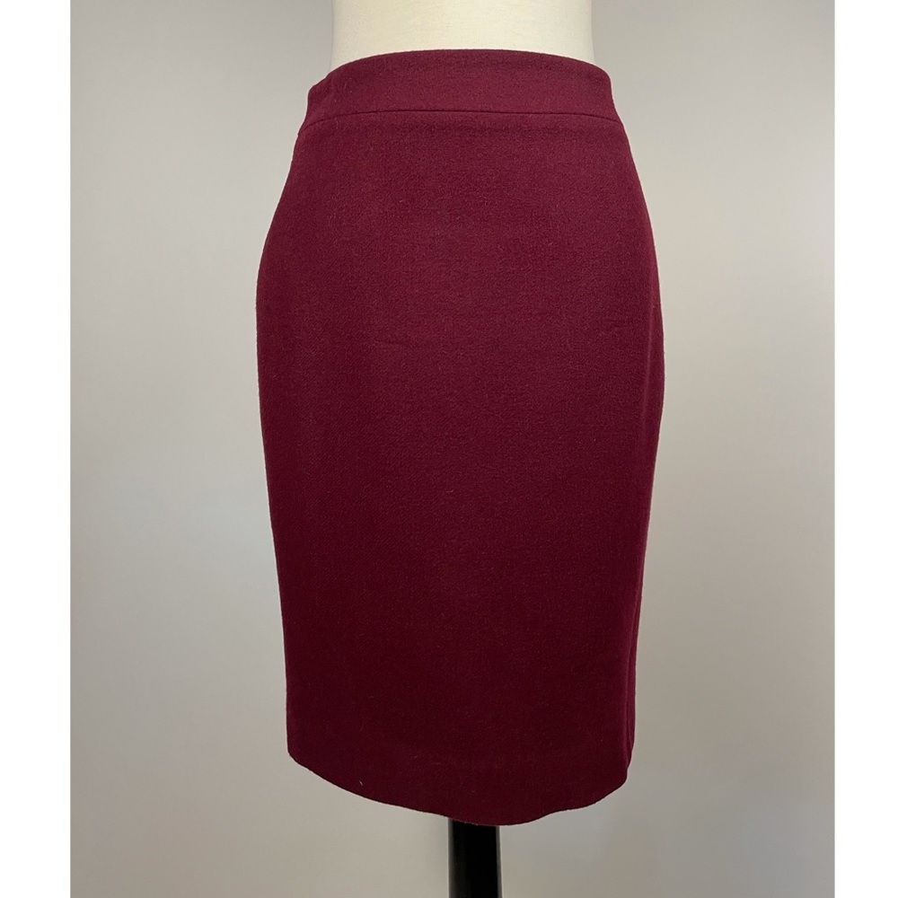 JCrew Burgundy Wool Flannel Pencil Skirt